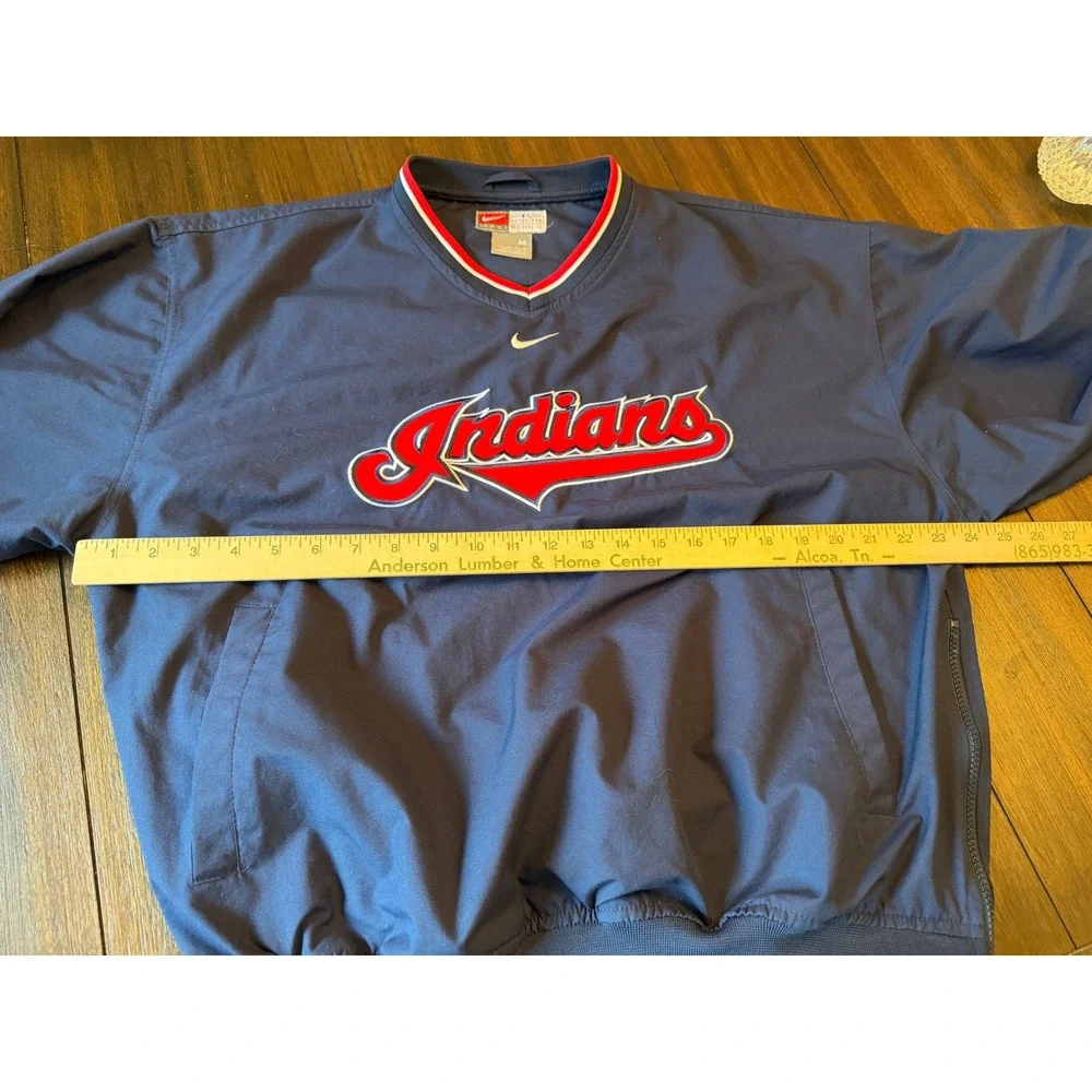 Nike Team MLB Cleveland Indians V-Neck Windshirt Navy Chief Wahoo Mens Medium